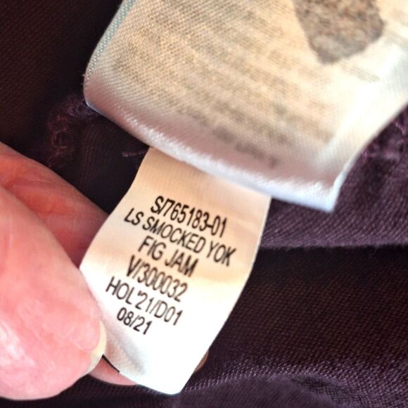 Old Navy Mini Dress M Purple Smocked Tiered Long Sleeve Boho Cotton Blend Pocket - Picture 13 of 15